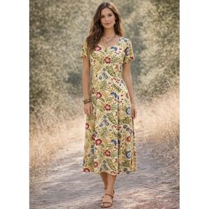 Vintage 100% Silk Midi Floral Dress